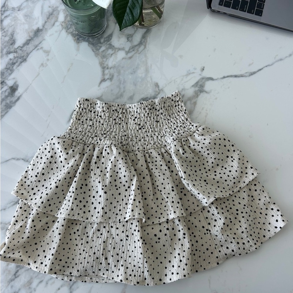 Zara Cream and Black Tiered Skirt